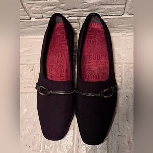 Munro Cindi II Dress Pump Black Stretch Fabric W/ Metal Buckle